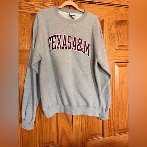 Champion Gray Crewneck Sweatshirt with Maroon Texas A&M Lettering